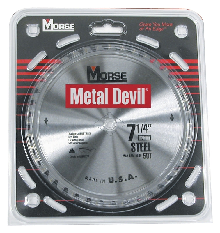 Morse CSM72548NSC Circular Saw Blade, 7-1/4 in Dia, 5/8 in Arbor, 48-Teeth, Carbide Cutting Edge