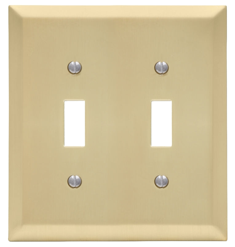 Amerelle 163TTSB Wallplate, 4-15/16 in L, 4-9/16 in W, 2 -Gang, Steel, Satin Brass