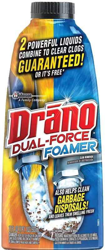 Drano Foamer 14768 Clog Remover, Liquid, Clear, Functional, 17 oz Bottle