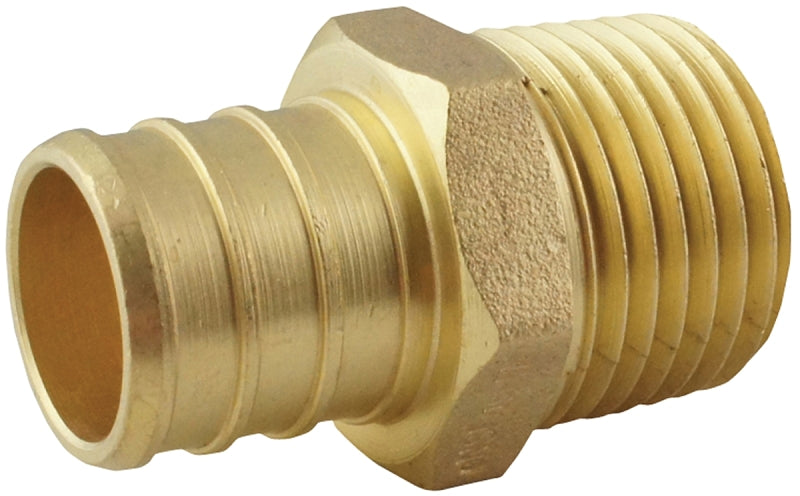 Apollo Valves APXMA1234 Pipe Adapter, 3/4 x 1/2 in, PEX x MPT, Brass, 200 psi Pressure