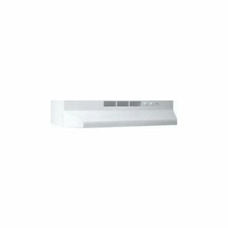 Broan 41000 Series 412401 Under Cabinet Range Hood, 2 Fan, Non-Ducted Vent, 24 in W, 17-1/2 in D, 6 in H, Steel, White