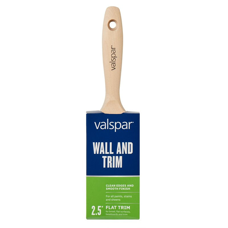 Valspar Wall and Trim 881445250 Paint Brush, 2-1/2 in W, Flat Brush, Polyester Bristle, Beavertail, Ergonomic Handle