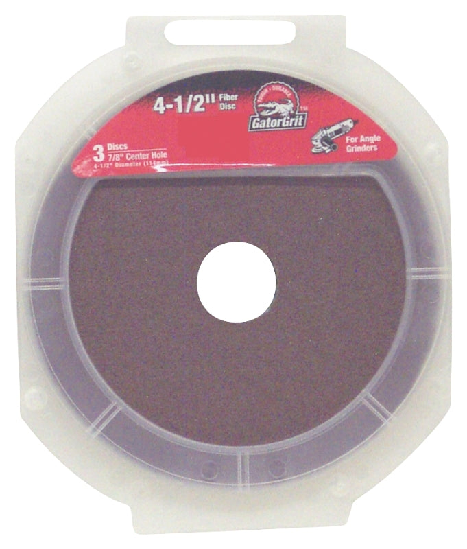 Gator 3072 Fiber Disc, 4-1/2 in Dia, 50 Grit, Coarse, Aluminum Oxide Abrasive, Fiber Backing