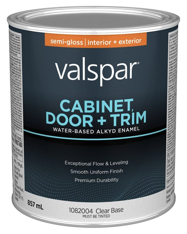 Valspar 029.1082004.005 Cabinet Door and Trim Oil Enriched Enamel, Water, Semi-Gloss, Clear, 1 qt