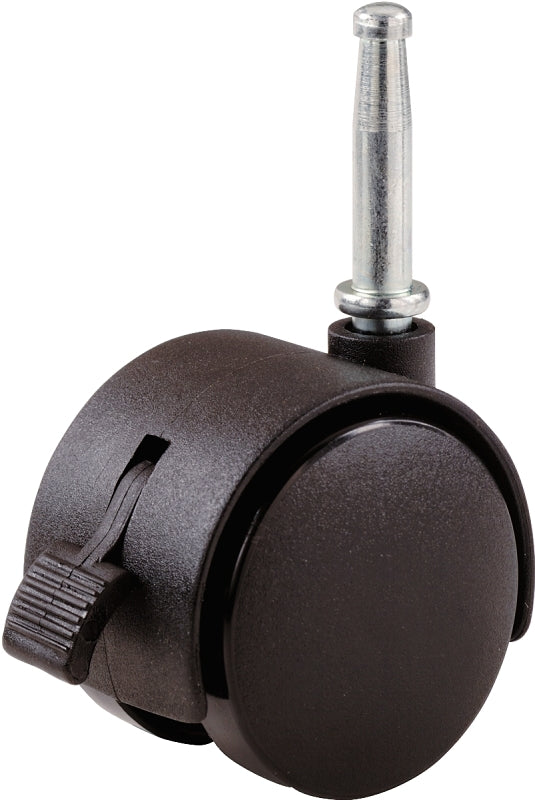 Shepherd Hardware 9406 Swivel Caster with Brake, 2 in Dia Wheel, Nylon Wheel, Black, 75 lb