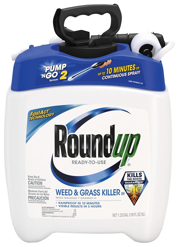 Roundup 5100114 Weed and Grass Killer, Liquid, Spray Application, 1.33 gal