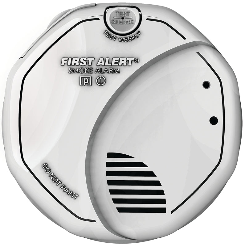 First Alert 3120B Smoke Alarm, 120 V, Ionization, Photoelectric Sensor, 85 dB, White