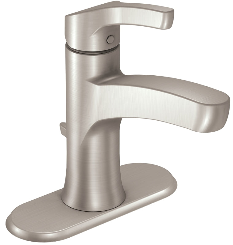 Moen Danika Series WSL84733SRN Bathroom Faucet, 1.2 gpm, 1-Faucet Handle, Metal, Brushed Nickel, Lever Handle