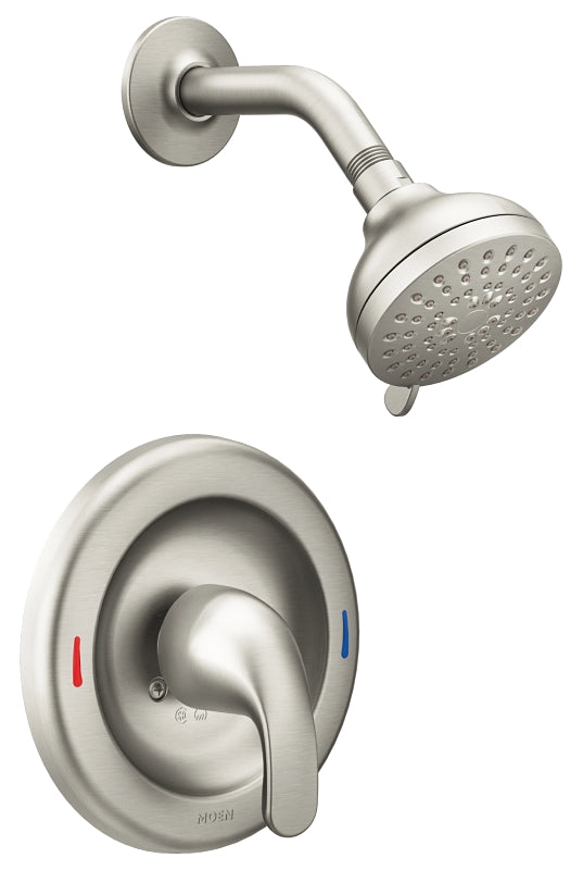 Moen Adler 82604SRN/L82691EP Shower Faucet, Round Showerhead, 4-Spray Setting, Metal, Brushed Nickel