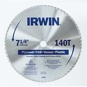 Irwin 21840ZR Circular Saw Blade, 7-1/4 in Dia, 5/8 in Arbor, 140-Teeth, HCS Cutting Edge