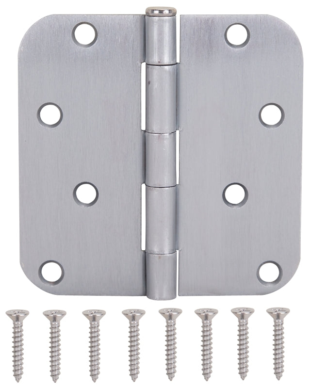 ProSource 20348SCX Door Hinge, Steel, Satin Chrome, Loose Pin, 180 deg Range of Motion, Screw Mounting