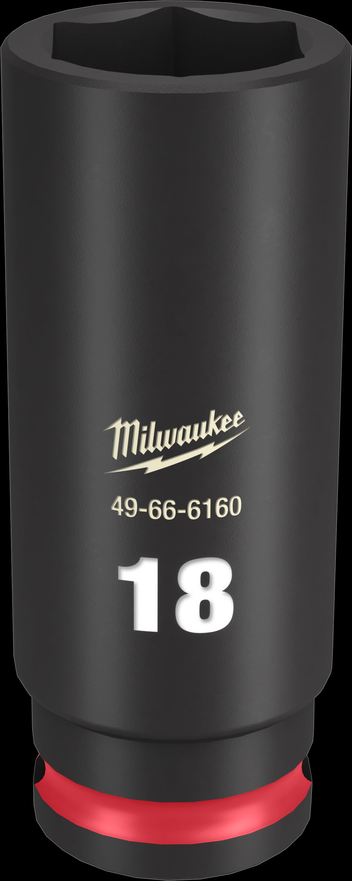 Milwaukee SHOCKWAVE Impact Duty Series 49-66-6160 Deep Impact Socket, 18 mm Socket, 3/8 in Drive, Square Drive, 6-Point