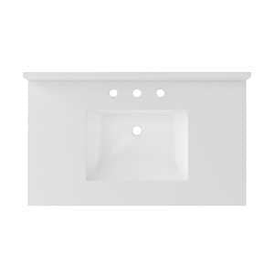 Craft + Main QZ37228SWR Vanity Top, 22 in OAL, 37 in OAW, Quartz, Snow White, Undermount Sink, 1-Bowl, Rectangular Bowl