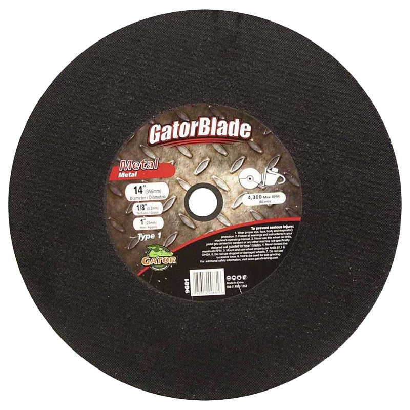 Gator 9681 Cut-Off Wheel, 14 in Dia, 1/8 in Thick, 1 in Arbor