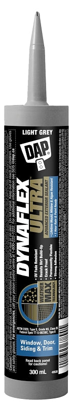 DAP DYNAFLEX ULTRA 7079874157 Advanced Exterior Sealant, Light Gray, 7 to 14 days Curing, 5 to 37 deg C, 300 mL