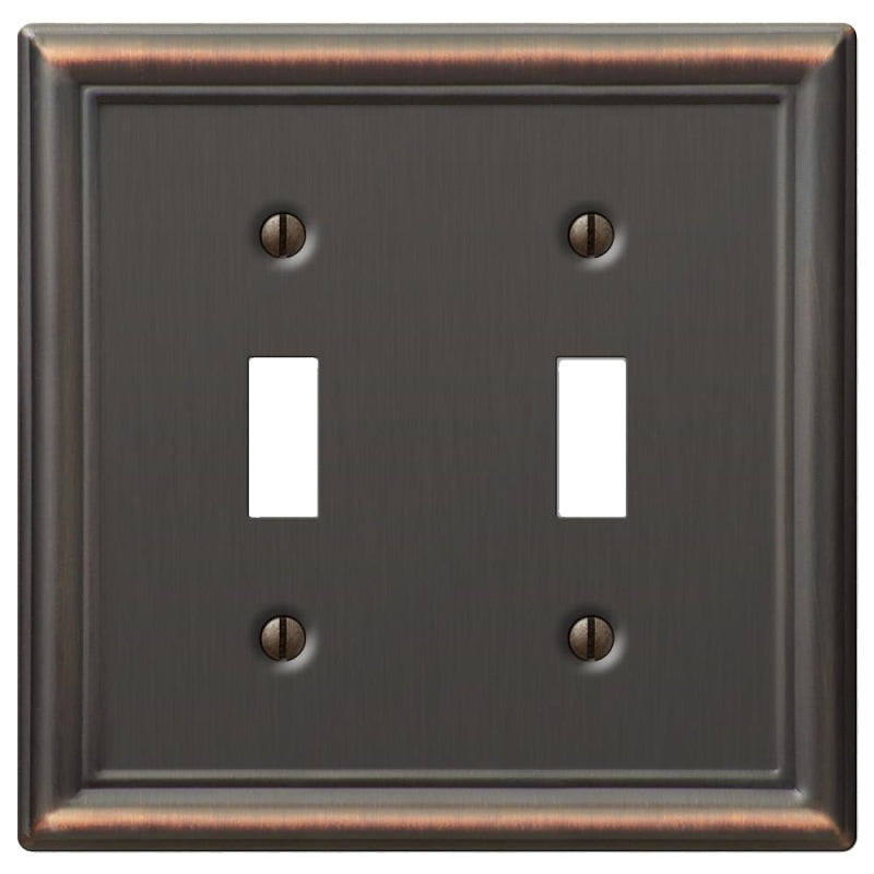 Amerelle Chelsea 149TTDB Wallplate, 4-7/8 in L, 4-15/16 in W, 2 -Gang, Steel, Aged Bronze