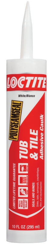 Loctite POLYSEAMSEAL 2137997 Tub and Tile Adhesive Caulk, Clear, 20 to 170 deg F, 10 oz Cartridge