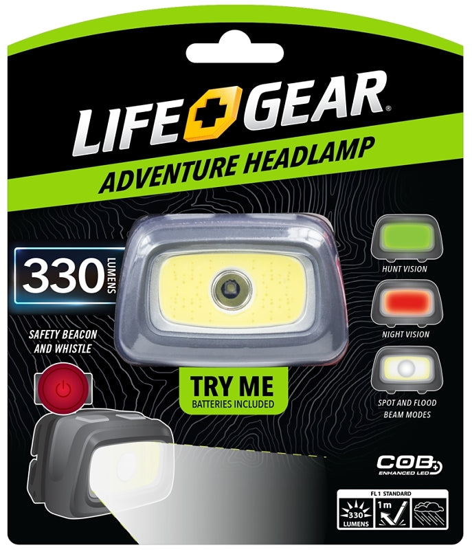 Dorcy 41-3912 Headlamp, AAA Battery, Alkaline Battery, LED Lamp, 500, Spot Beam, 3 hr Run Time, Black