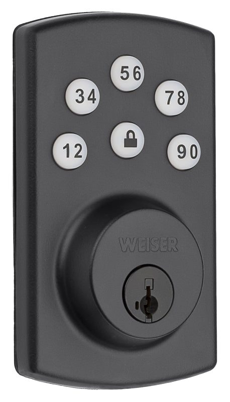 Weiser Electronics Powerbolt 2 Series 9GED14600-105 Electronic Lock, Traditional Design, Matte Black, Residential