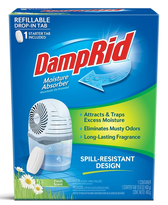 DampRid FG96 Drop-In Moisture Absorber, 15.8 oz Container, Solid, Fresh