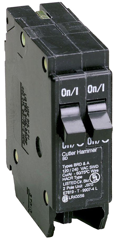 Cutler-Hammer BD1515 Circuit Breaker with Rejection Tab, Duplex, 15 A, 1 -Pole, 120 V, Instantaneous Trip