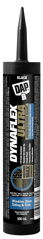 DAP DYNAFLEX ULTRA 7079874158 Advanced Exterior Sealant, Black, 7 to 14 days Curing, 5 to 37 deg C, 300 mL Cartridge