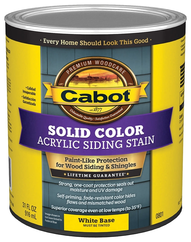 Cabot 800 Series 140.0000801.005 Solid Color Siding Stain, Natural Flat, Liquid, 1 qt, Can