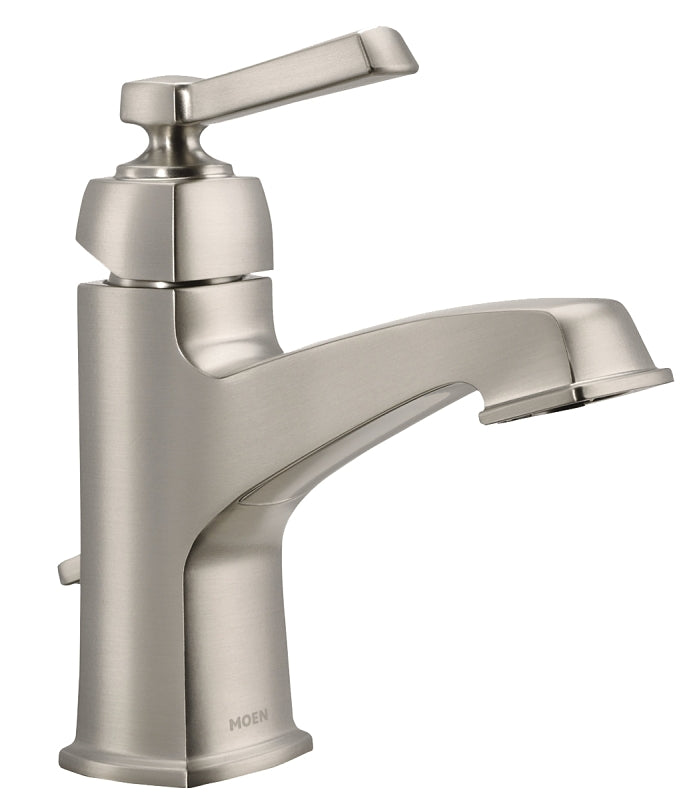 Moen Boardwalk Series WS84805SRN Bathroom Faucet, 1.2 gpm, 1-Faucet Handle, Metal, Brushed Nickel, Lever Handle