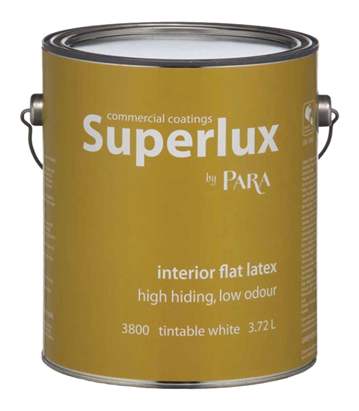 Para Superlux Series 3800-16 Interior Paint, Solvent, Water, Flat, White Tint, 1 gal, 400 to 450 sq-ft Coverage Area