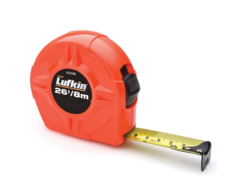 Crescent Lufkin L600N L625CMEN Tape Measure, 25 ft L Blade, 1 in W Blade, Steel Blade, Orange