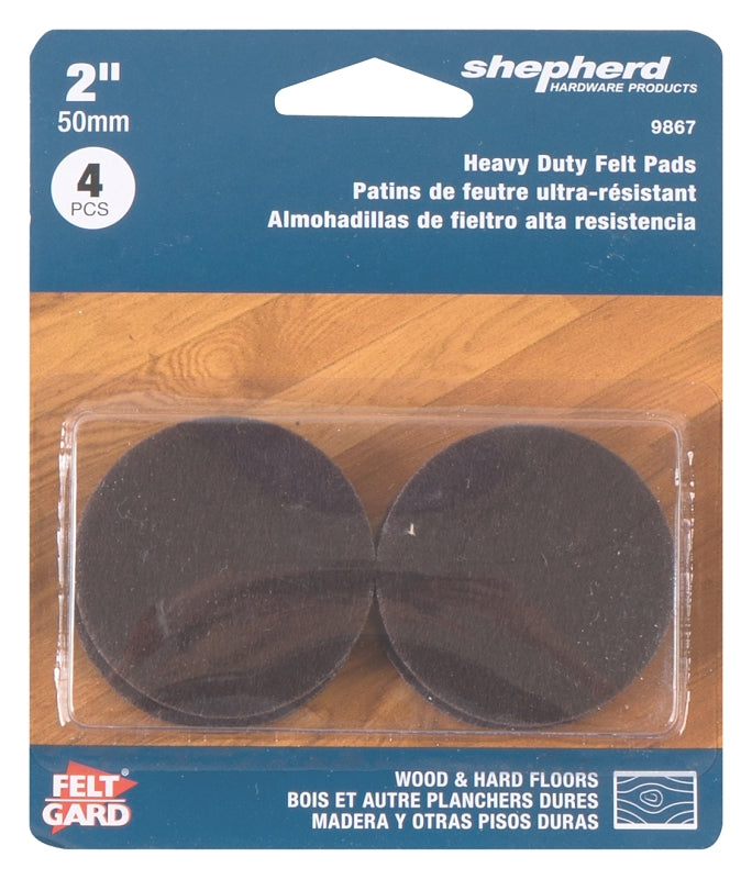 Shepherd Hardware 9867 Protective Pad, Felt, Brown, 2 in Dia