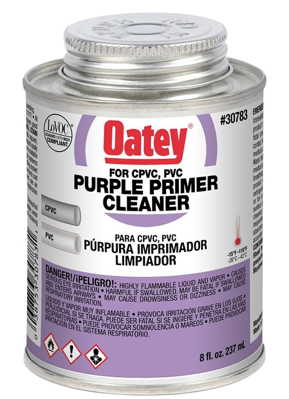 Oatey 30783 Primer/Cleaner, Liquid, Purple, 8 oz Pail