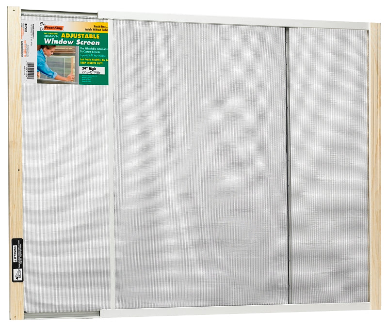 Frost King W.B. Marvin AWS2445 Window Screen, 24 in L, 25 to 45 in W, Aluminum