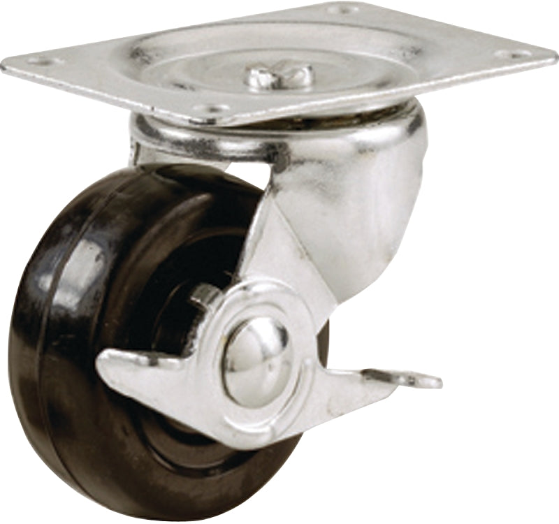 Shepherd Hardware 9509 Swivel Caster, 2 in Dia Wheel, 7/8 in W Wheel, Rubber Wheel, 90 lb