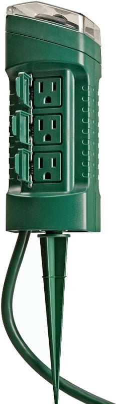 CCI 13547 Power Stake, 15 A, 125 V, 1875 W, 6 -Outlet, Green