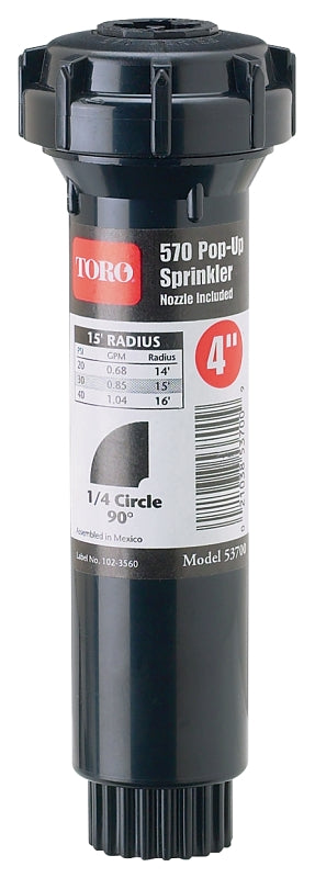 Toro 53711 Spray Sprinkler, 1/2 in Connection, 5 to 15 ft, 27 deg Nozzle Trajectory