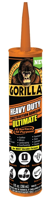 Gorilla 8008002 Adhesive, White, 9 oz Cartridge