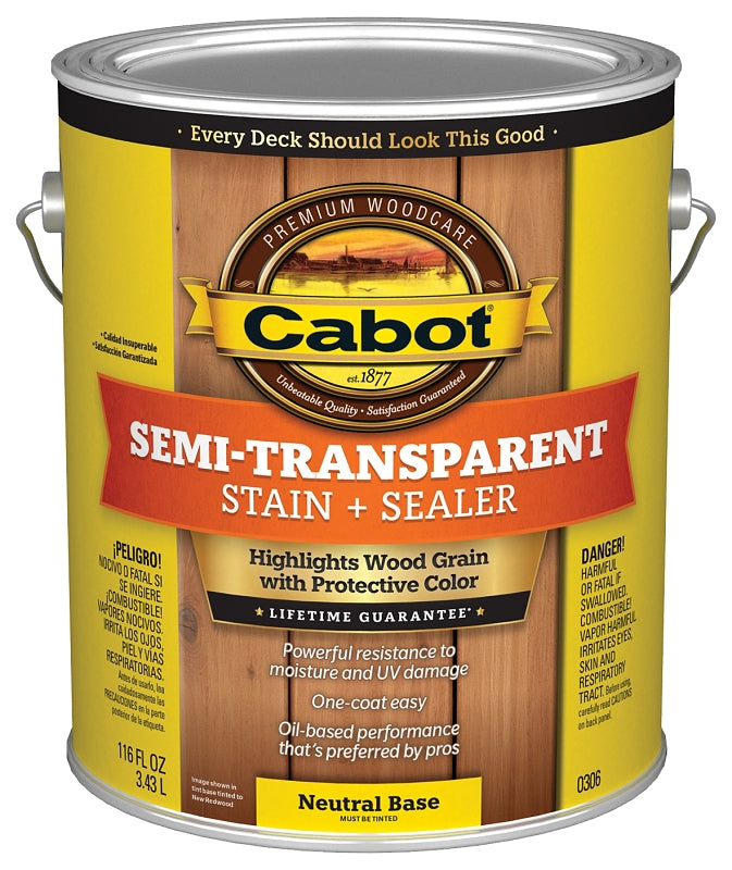 Cabot 300 Series 0306 Deck and Siding Stain, Neutral Base, Liquid