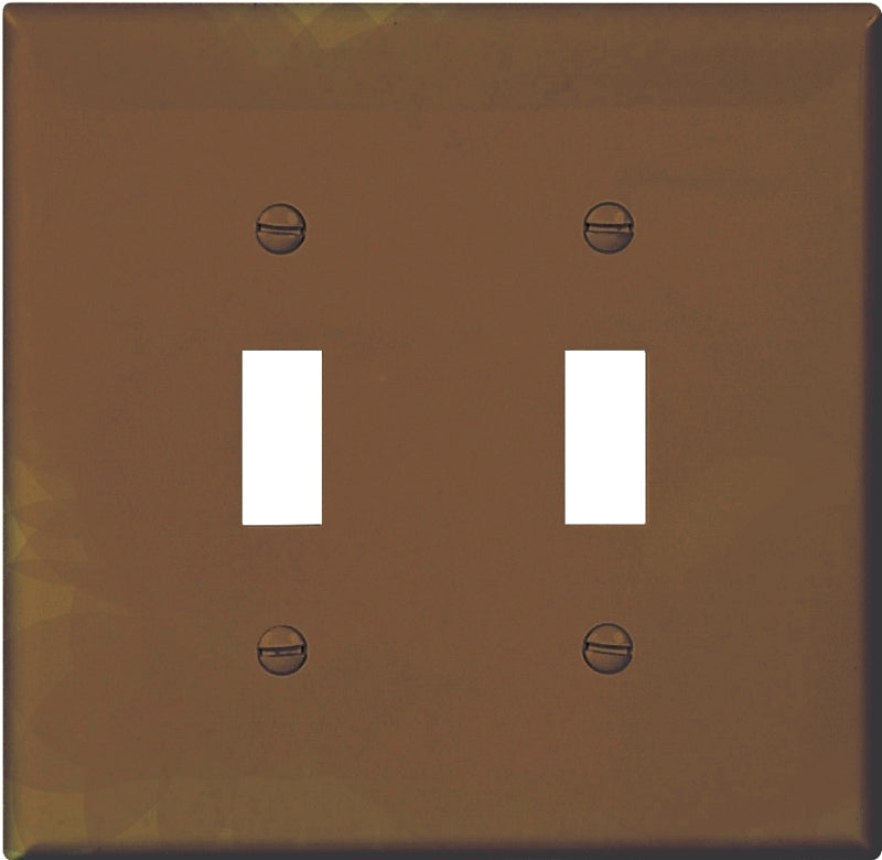 Eaton Wiring Devices PJ2B Wallplate, 4-7/8 in L, 4.94 in W, 2 -Gang, Polycarbonate, Brown, High-Gloss