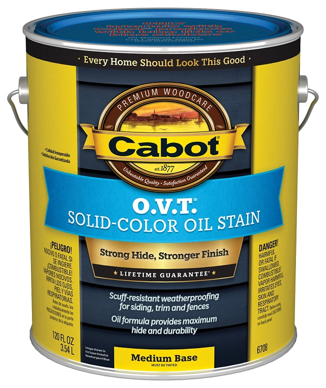 Cabot O.V.T. 140.0006708.007 Oil Stain, Flat, Medium Base, Liquid, 1 gal