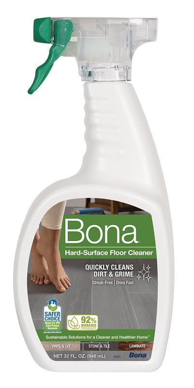 Bona WM700051184 Hard-Surface Floor Cleaner, 32 oz Bottle, Liquid, Mild, Green