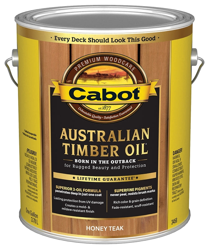 Cabot 3400 140.0003458.007 Australian Timber Oil, Honey Teak, Liquid, 1 gal