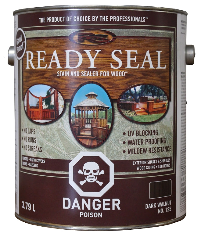 Ready Seal 125C Wood Stain and Sealant, Dark Walnut, 1 gal