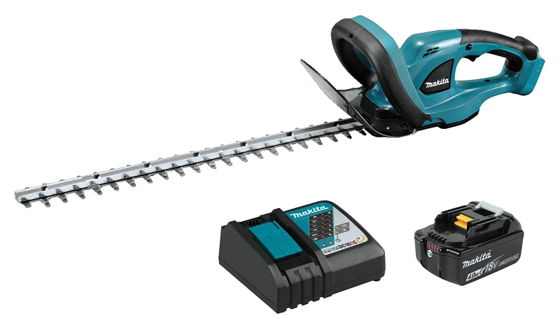 Makita XHU02M1 Cordless Hedge Trimmer Kit, 4 Ah, 18 V Battery, Lithium-Ion Battery, 22 in Blade, Soft-Grip Handle