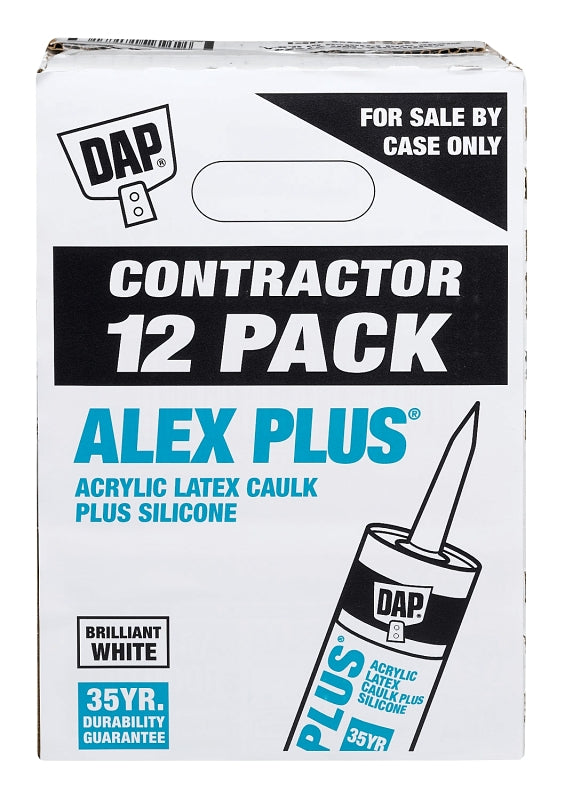 Alex Plus 7079874275 Latex Caulk Sealant, White, 4.4 to 37 deg C, 300 mL, Cartridge