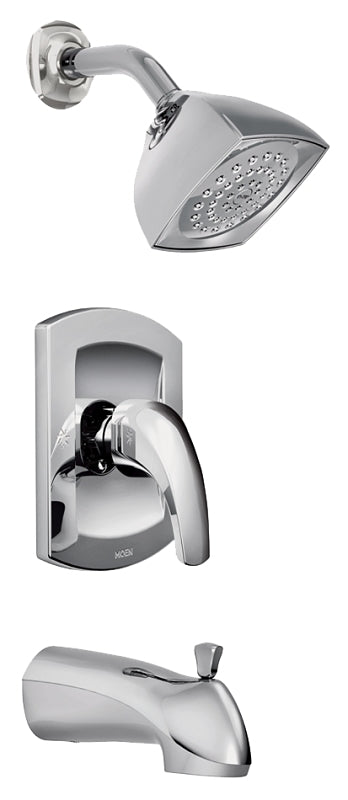 Moen Zarina Series 82533 Tub and Shower Faucet, 2 gpm Showerhead, 1-Handle, Metal, Chrome Plated