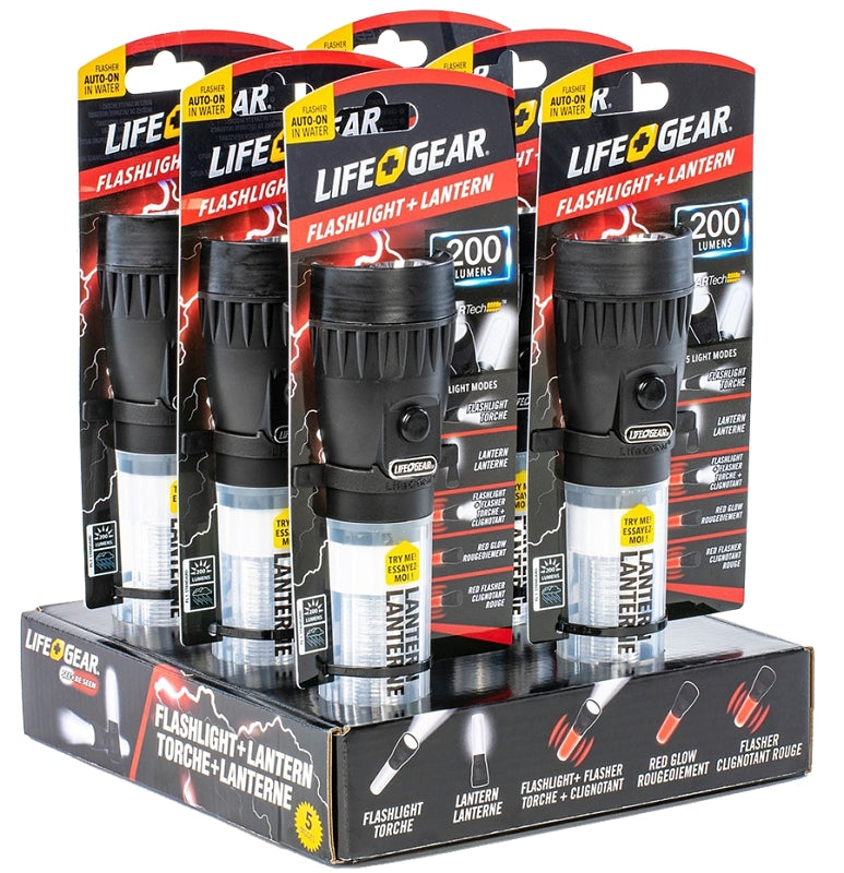 Life+Gear Stormproof Series 41-3744 Floating Flashlight and Lantern, AA Battery, LED Lamp, 20 hr Run Time, Clear