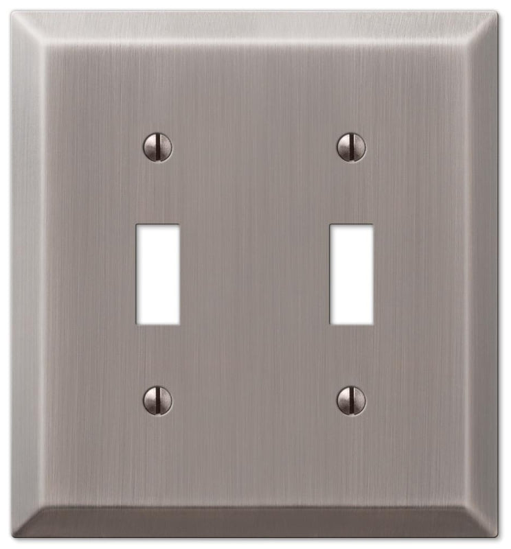 Amerelle Century 163TTAN Wallplate, 4-15/16 in L, 4-9/16 in W, 2 -Gang, Steel, Antique Nickel