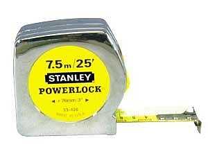 Stanley POWERLOCK Series 33-428 Tape Measure, 26 ft L Blade, 1 in W Blade, Steel Blade, ABS Case