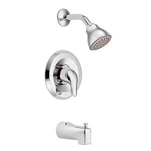 Moen Chateau L2353 Tub and Shower Faucet, Standard Showerhead, 2.5 gpm Showerhead, Diverter Tub Spout, 1-Handle